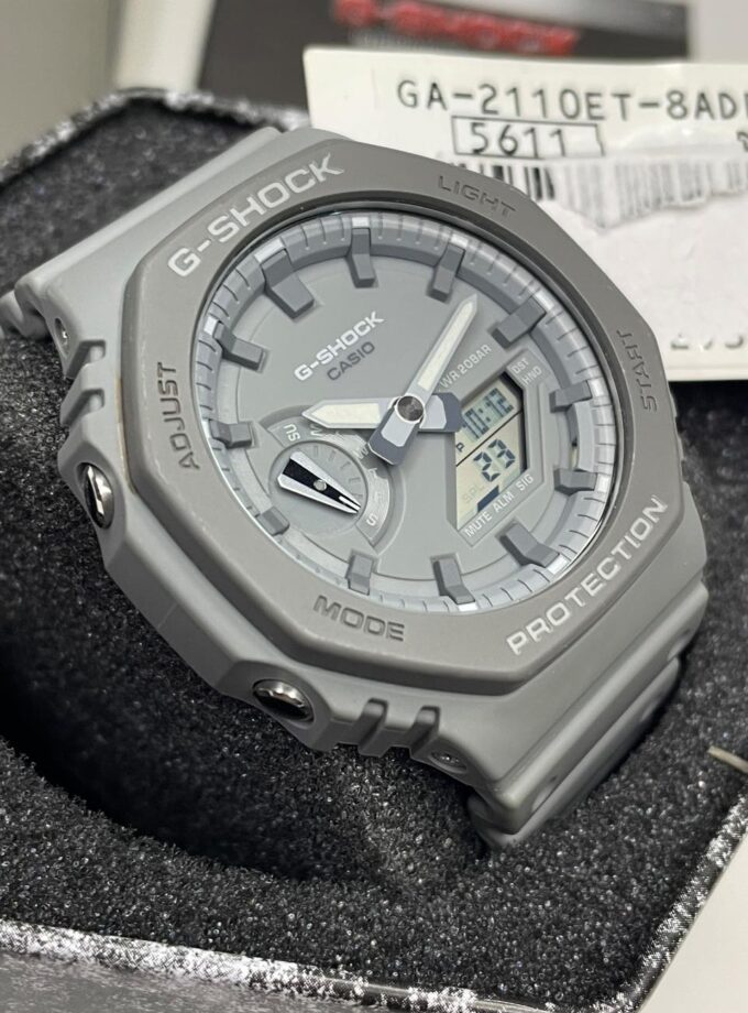 Montre Homme Casio G-Shock GA-2110ET-8ADR - Bracelet Gris En Silicone - Résistance à l'eau 200 Mètres