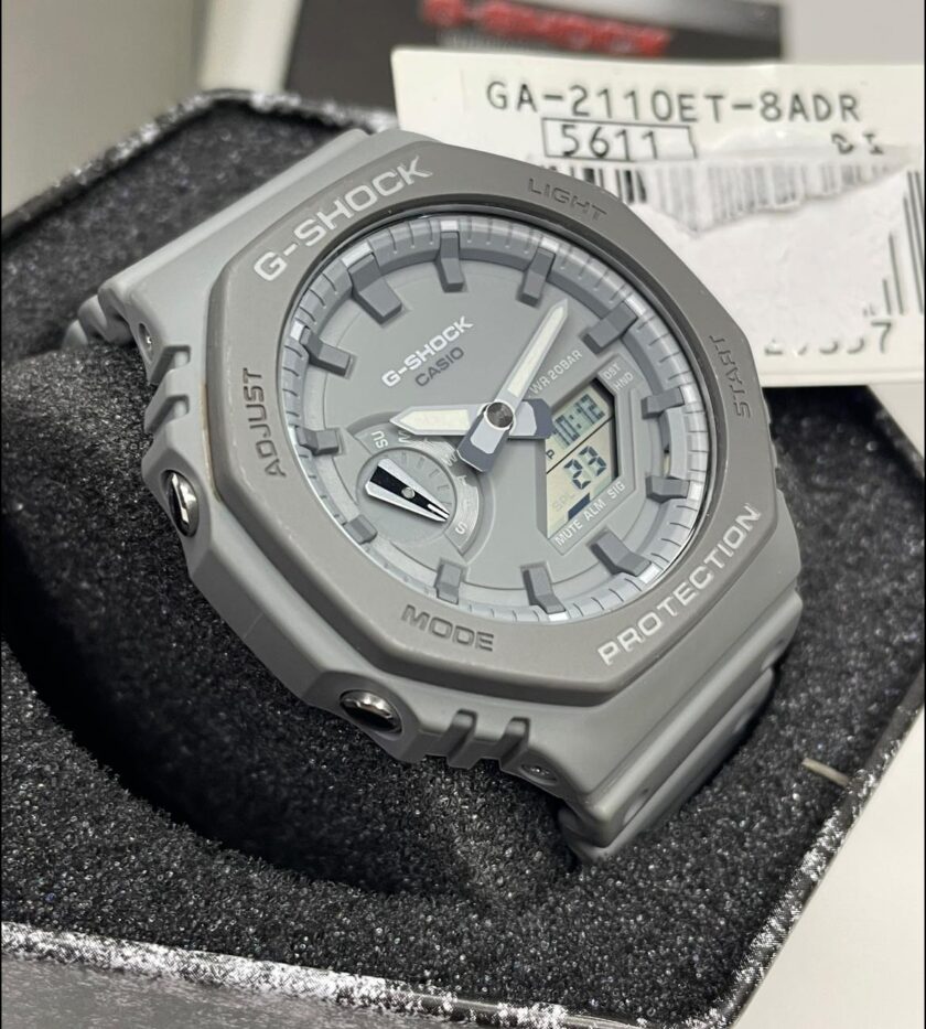montre homme casio g shock ga 2110et 8adr bracelet gris en silicone résistance à l'eau 200 mètres
