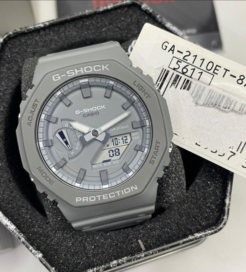 montre homme casio g shock ga 2110et 8adr bracelet gris en silicone résistance à l'eau 200 mètres