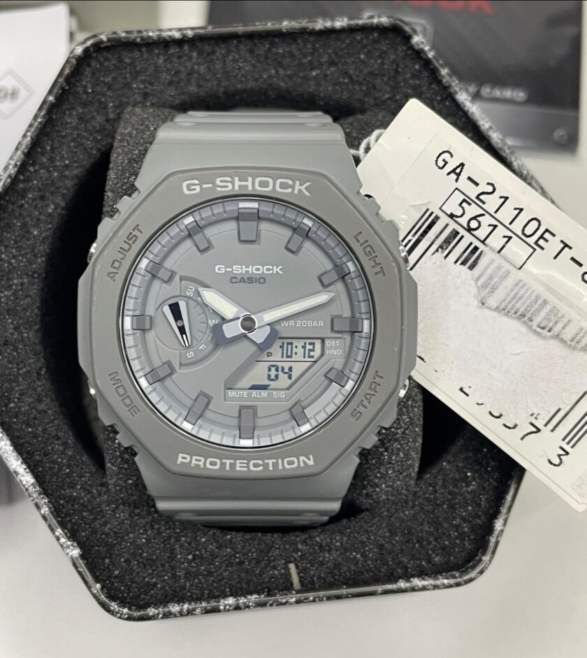 montre homme casio g shock ga 2110et 8adr bracelet gris en silicone résistance à l'eau 200 mètres