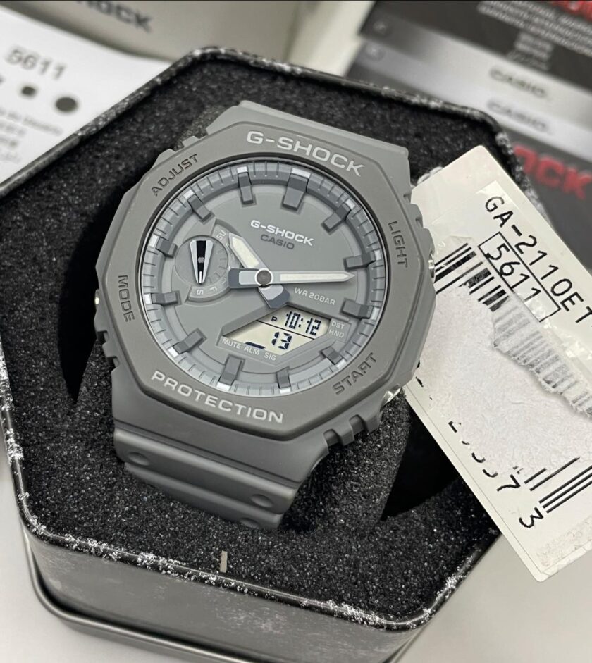 montre homme casio g shock ga 2110et 8adr bracelet gris en silicone résistance à l'eau 200 mètres