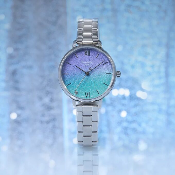 Montre Femme Casio Sheen - SHE-4548D-2AUDF - Bracelet Gris En Acier Inoxydable - Résistance à l'eau 50 Mètres