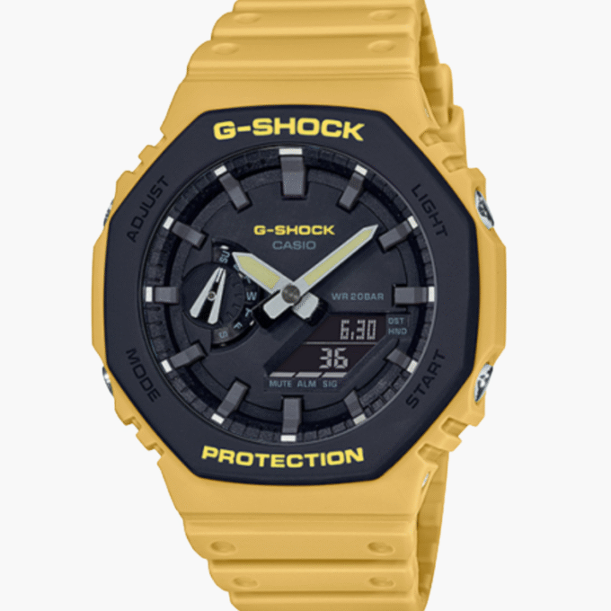 Montre Homme Casio G-Shock GA-2110SU-9ADR - Bracelet Jaune En Silicone - Résistance à l'eau 200 Mètres