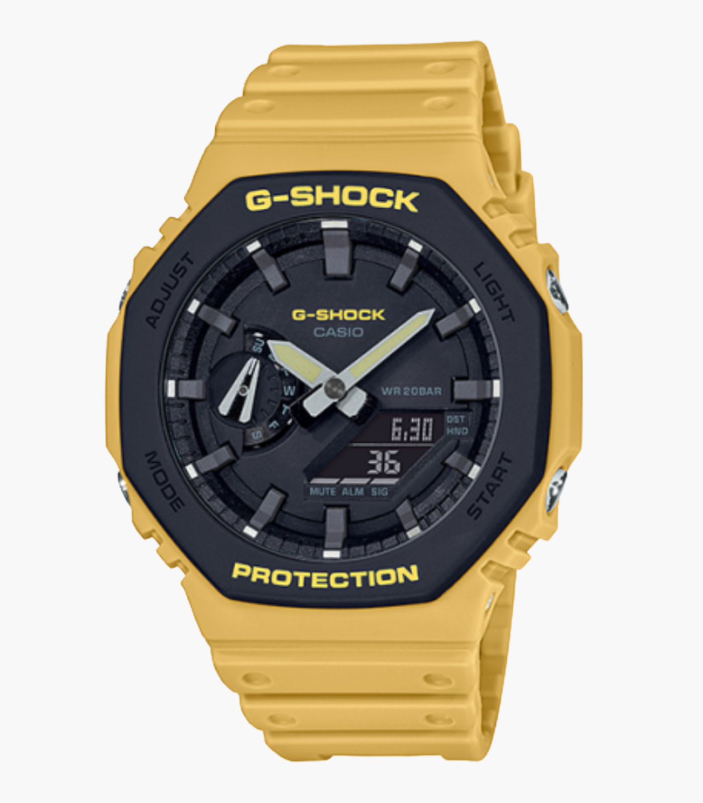 Montre Homme Casio G-Shock GA-2110SU-9ADR - Bracelet Jaune En Silicone - Résistance à l'eau 200 Mètres – Image 4