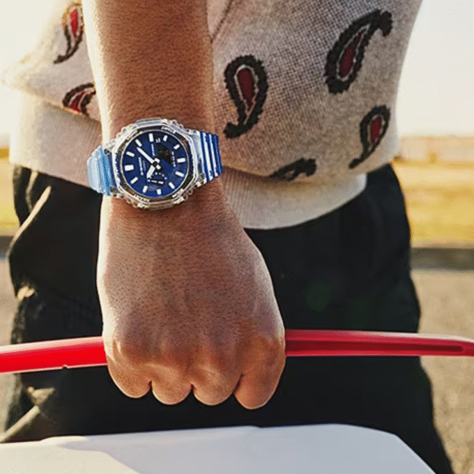 Montre Homme Casio C-Shock GA-2100HC-2ADR - Bracelet Bleu En Silicone - Résistance à l'eau 200 Mètres