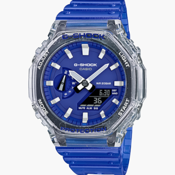 Montre Homme Casio C-Shock GA-2100HC-2ADR - Bracelet Bleu En Silicone - Résistance à l'eau 200 Mètres