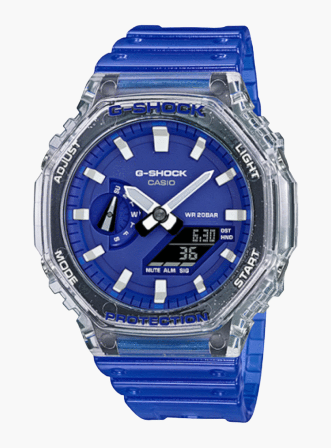 Montre Homme Casio C-Shock GA-2100HC-2ADR - Bracelet Bleu En Silicone - Résistance à l'eau 200 Mètres