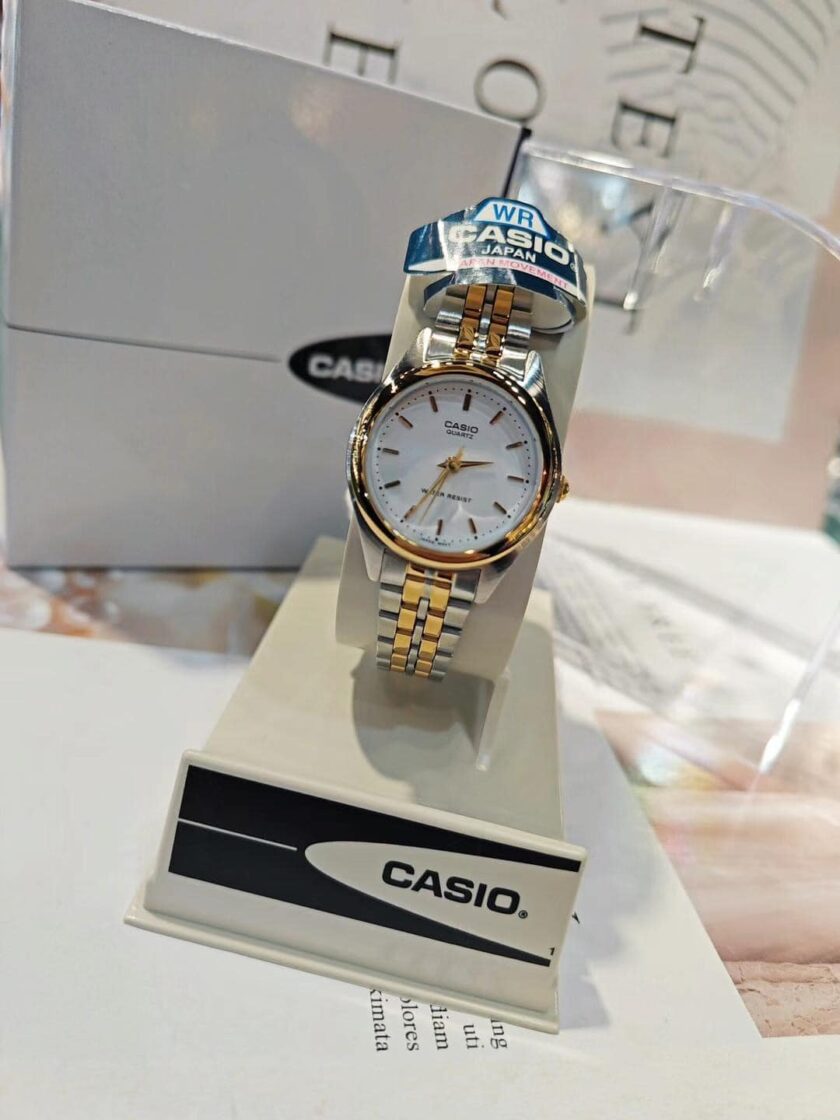 montre femme casio classique – acier inoxydable, cadran rond, chiffres romains, quartz – ltp 1129g 7ardf