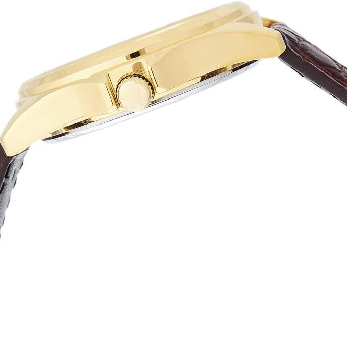 Montre Homme Casio Classique – Quartz, Date, Bracelet Cuir Marron, Cadran Blanc Or – Boîtier Laiton 33mm – MTP-1183Q-7ADF