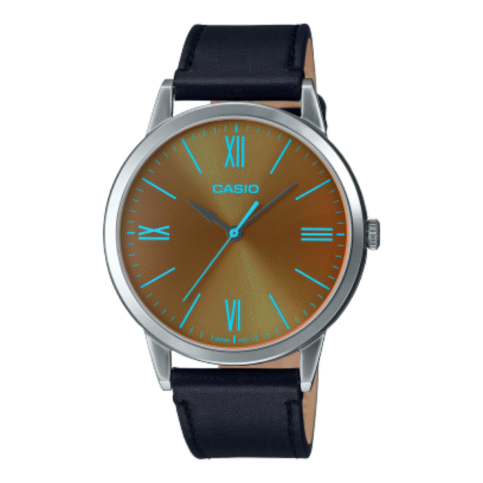 Montre Homme Casio Collection MTP-E600L-1BDF - Bracelet Gris En Cuir Véritable - Résistante à l'eau