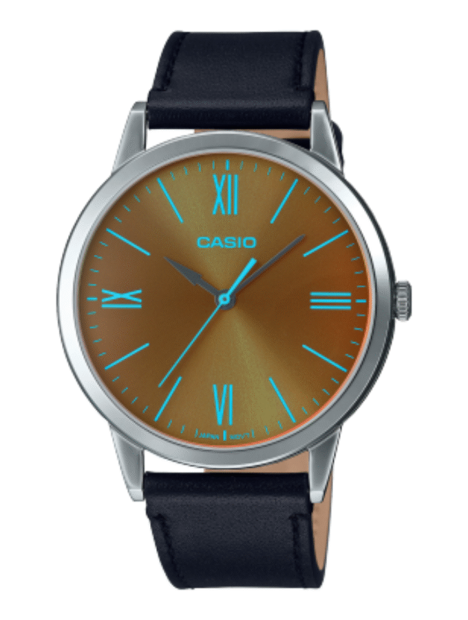 Montre Homme Casio Collection MTP-E600L-1BDF - Bracelet Gris En Cuir Véritable - Résistante à l'eau