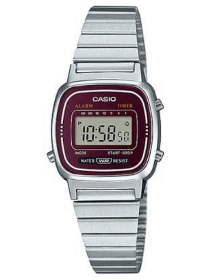 MOntre Unisexe Casio LA670WA-4 - Bracelet Gris En acier Innoxydable - Résistante à L'eau