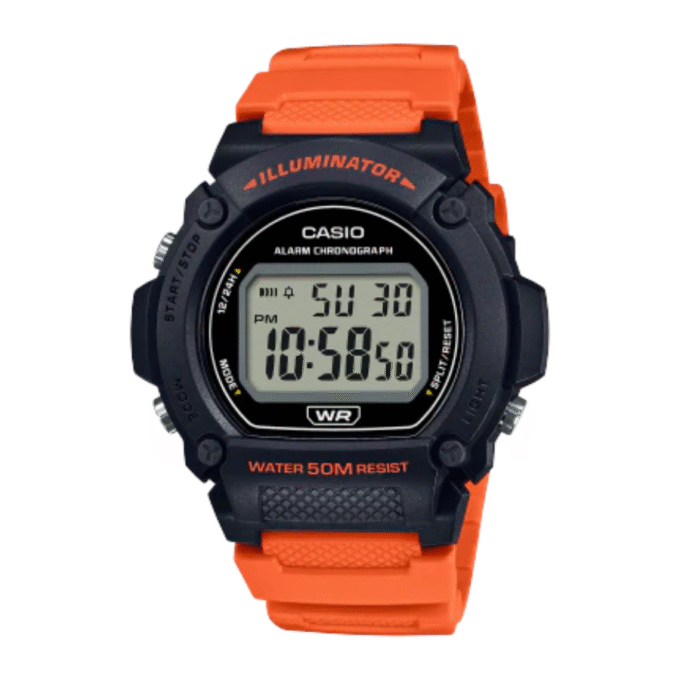 Montre Homme Casio Numérique W-219H-4AV - Bracelet Bleu En Résine - Résistance à l'eau 5 ATM