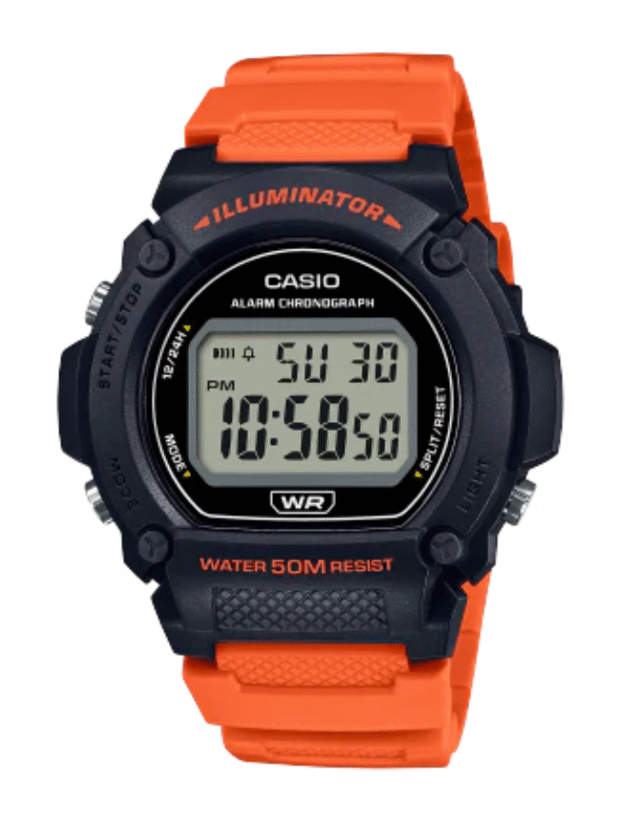 Montre Homme Casio Numérique W-219H-4AV - Bracelet Bleu En Résine - Résistance à l'eau 5 ATM