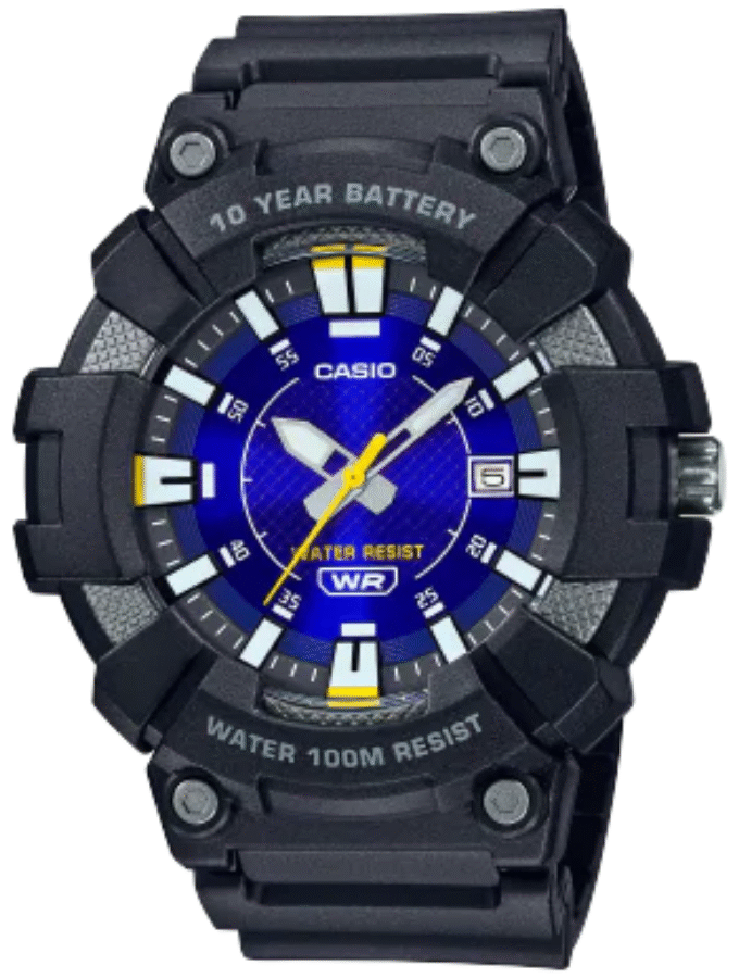 Montre Homme Casio - Analogique MW-610H-2AV - Bracelet Noir en Résine - Résistance à l'eau 10 ATM