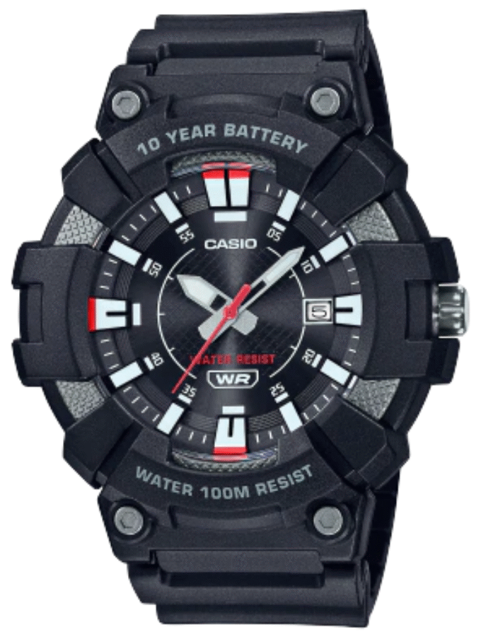 Montre Homme Casio - Analogique MW-610H-1AV - Bracelet Noir en Résine - Résistance à l'eau 10 ATM