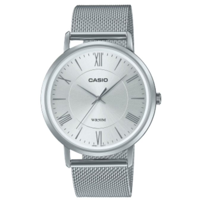 Montre Homme Casio Collection Analogique MTP-B110M-7AVDF - Bracelet Gris en Acier Inoxydable - Résistance à l'eau 5 ATM