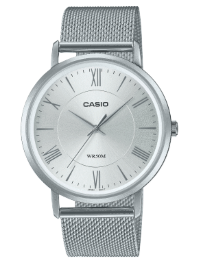 Montre Homme Casio Collection Analogique MTP-B110M-7AVDF - Bracelet Gris en Acier Inoxydable - Résistance à l'eau 5 ATM