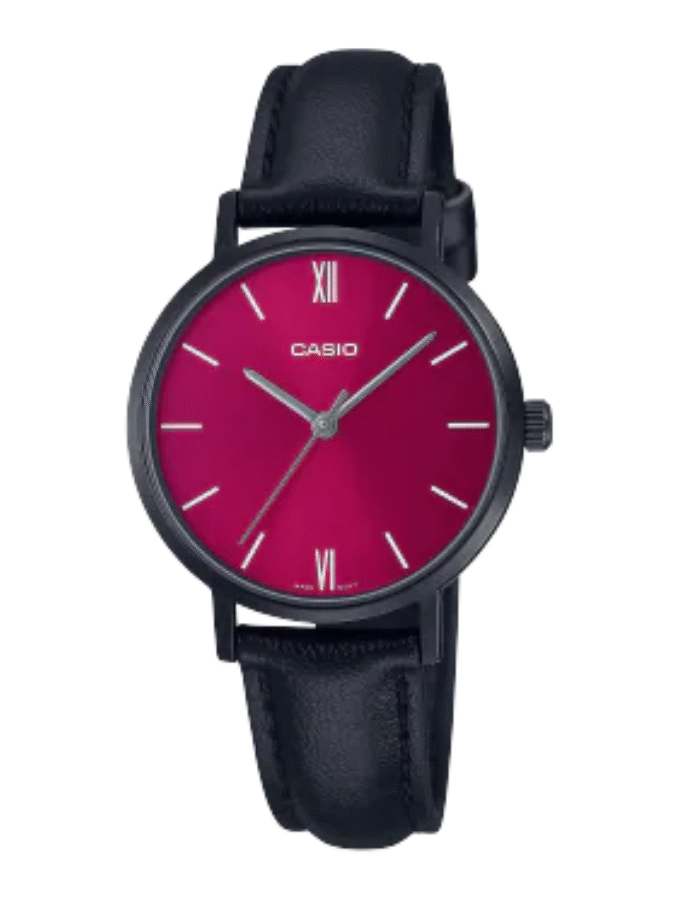 Montre Femme Casio Collection Analogique LTP-VT02BL-4AUDF - Bracelet noir en Cuir - Résistant à l'eau