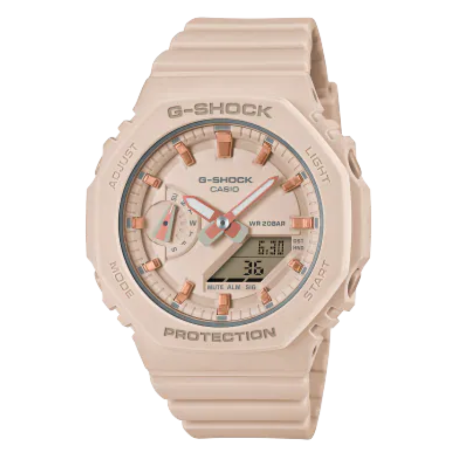 Montre Homme Casio G-SHOCK ANALOGIQUE-NUMÉRIQUE SÉRIE GMA - GMA-S2100-4A - Bracelet Beige En Résine - Résistance à l'eau 20 ATM