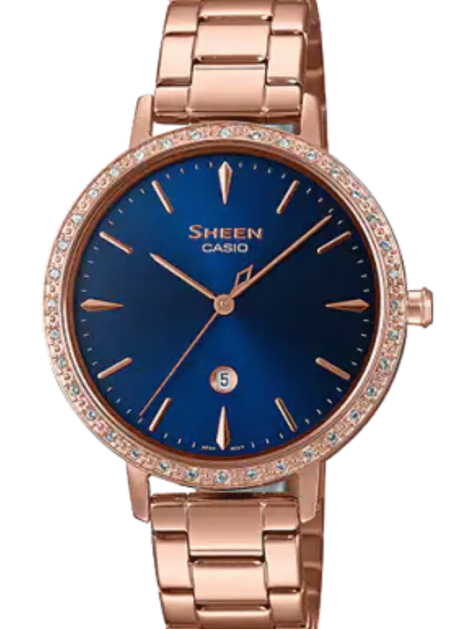 Montre Femme Casio Sheen - SHE-4535YPG-2AUDF - Bracelet Dorée rose en Acier Inoxydable - Résistance à l'eau 50 M - Verre Saphir