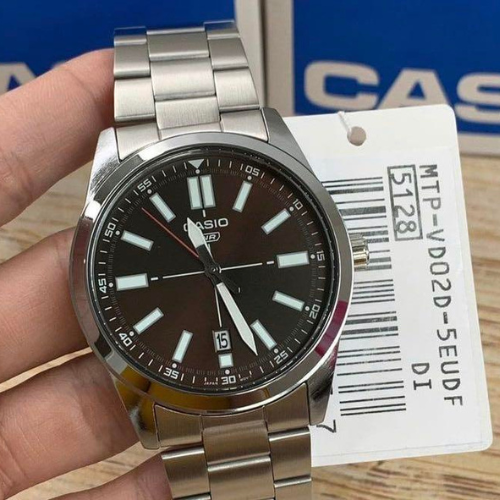 Montre Homme Casio Collection - MTP-VD02D-5EUDF - Bracelet Gris En Acier Inoxydable - Résistance à l'eau 30 M