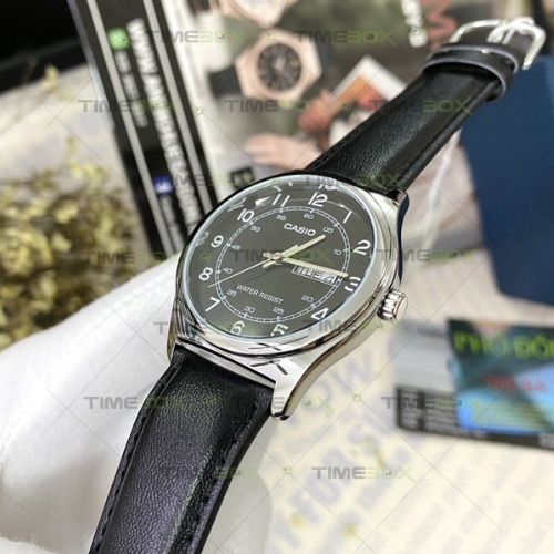 Casio Montre Homme MTP-V006L-1B2UDF - Bracelet en Cuir Noir - Affichage analogique - Résistant à l'eau