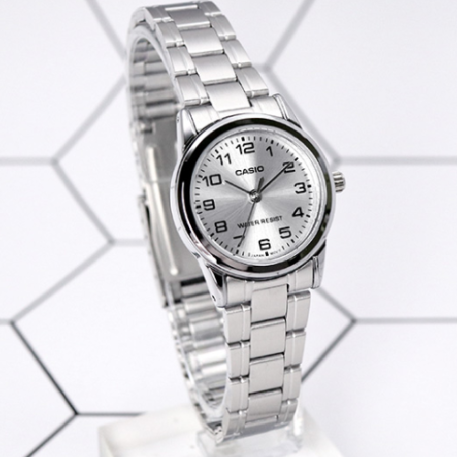 Montre CASIO Femme - Bracelet Gris En Acier Inoxydable - Cadran Blanc - 12 Mois De Garantie - LTP-V001D-7BUDF – Image 4