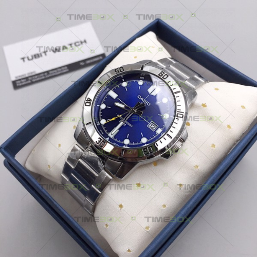 Montre CASIO Homme - MTP-VD01D-2EVUDF - Bracelet Gris En Acier Inoxydable - Résistante à l'eau - 12 Mois De Garantie