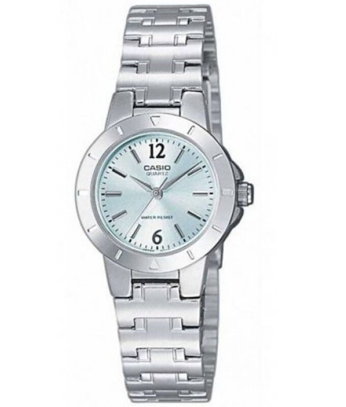Montre CASIO Femme - Bracelet Gris En Acier Inoxydable - Cadran Vert - 12 Mois De Garantie - LTP-1177A-3ADF