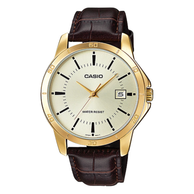 Montre Homme Casio - MTP-V004GL-9AUDF - Bracelet en Cuir Marron - Affichage analogique - Dateur