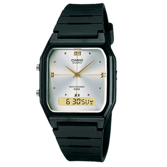 Montre CASIO Homme - Bracelet Noir En Resine - Cadran Blanc - Boitier En Resine - 12 Mois De Garantie - AW-48HE-7AVDF