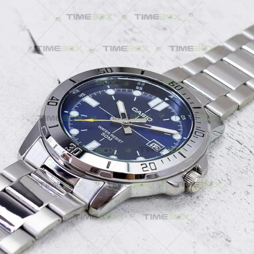 Montre CASIO Homme - MTP-VD01D-2EVUDF - Bracelet Gris En Acier Inoxydable - Résistante à l'eau - 12 Mois De Garantie