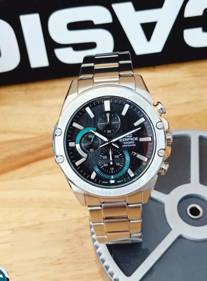 montre homme casio efr s567d 1avudf bracelet en acier inoxydable chronographe verre en saphir verre saphir