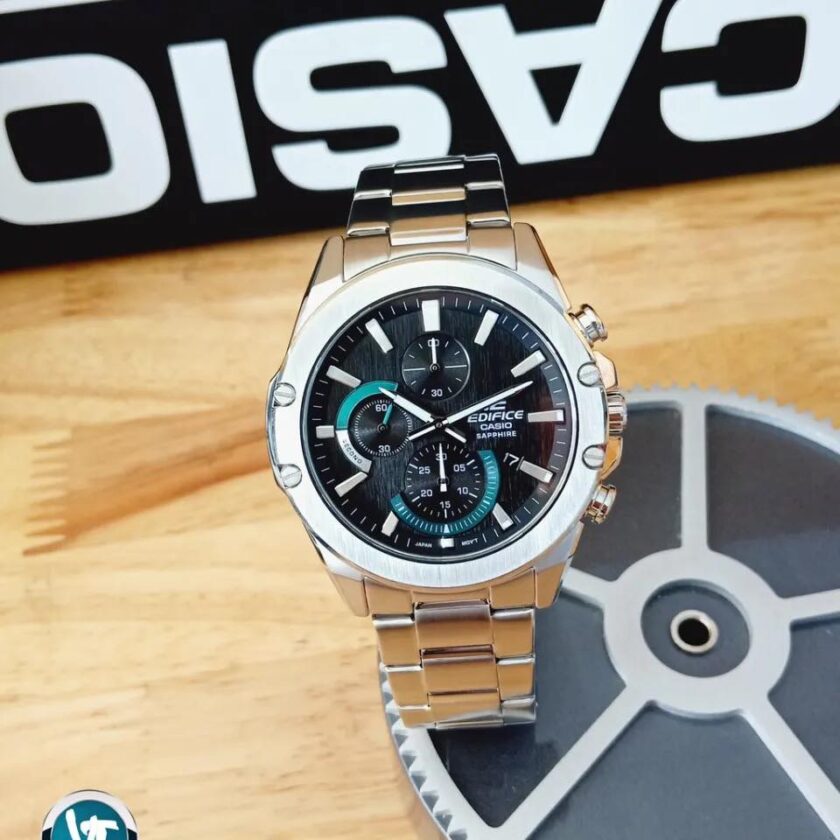 montre homme casio efr s567d 1avudf bracelet en acier inoxydable chronographe verre en saphir verre saphir
