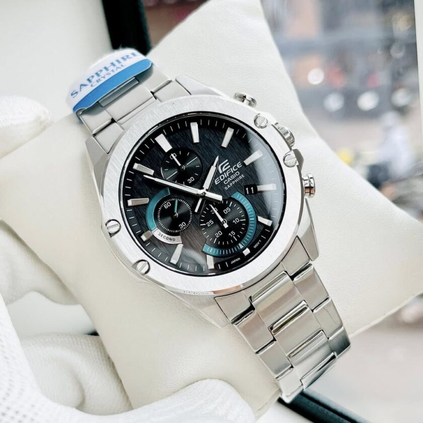 montre homme casio efr s567d 1avudf bracelet en acier inoxydable chronographe verre en saphir verre saphir