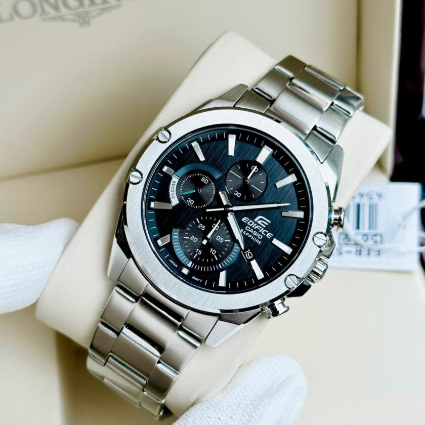 montre homme casio efr s567d 1avudf bracelet en acier inoxydable chronographe verre en saphir verre saphir