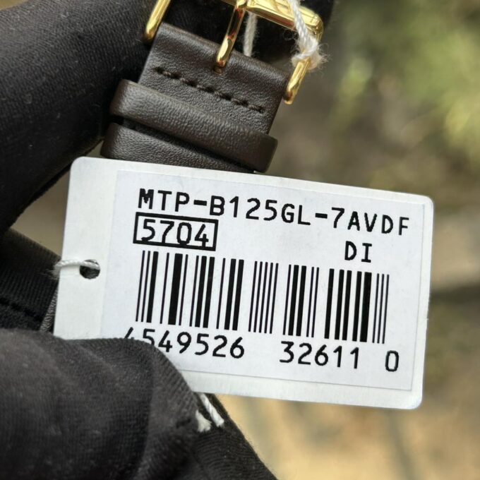 montre homme casio mtp b125gl 7avdf bracelet en cuir marron affichage analogique verre minéral