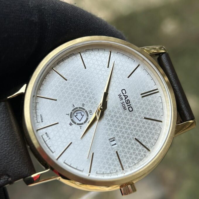 Montre Homme Casio - MTP-B125GL-7AVDF - Bracelet en cuir marron - Affichage analogique - Verre minéral