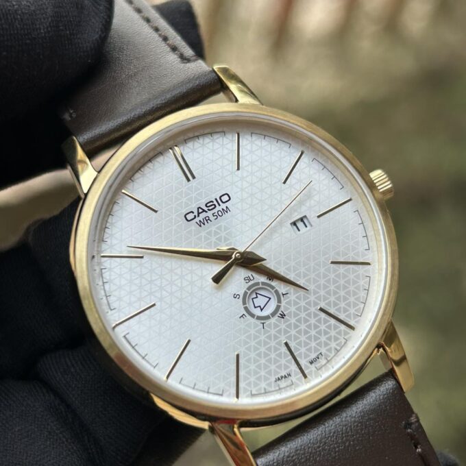 Montre Homme Casio - MTP-B125GL-7AVDF - Bracelet en cuir marron - Affichage analogique - Verre minéral