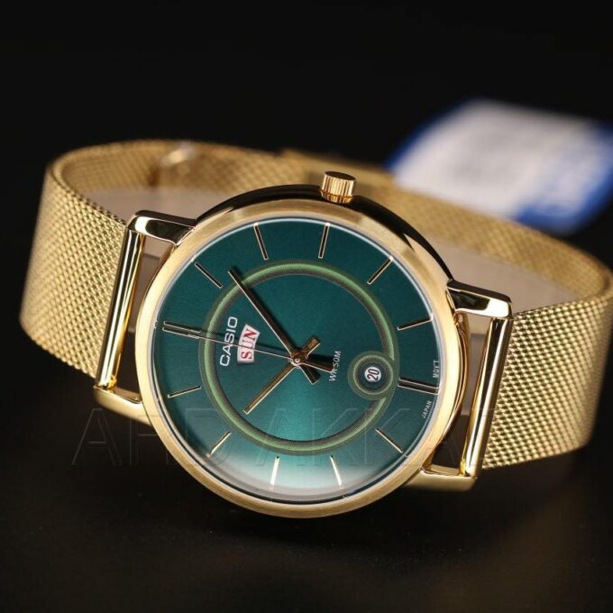 montre homme casio mtp b120mg 3avdf bracelet en acier inoxydable doré verre minéral résistante à l'eau