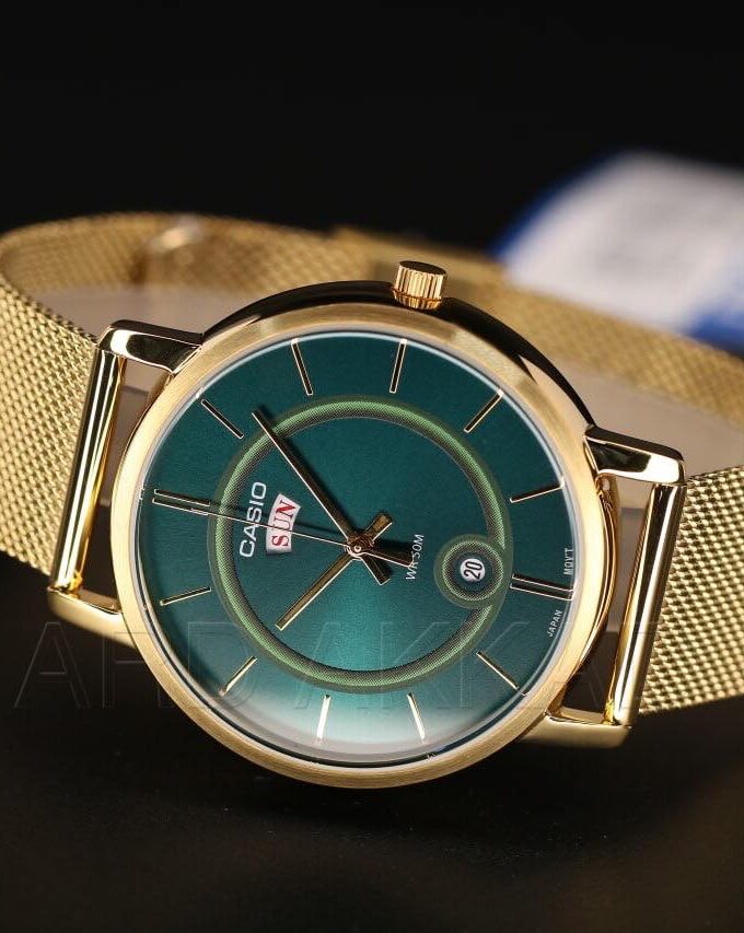 montre homme casio mtp b120mg 3avdf bracelet en acier inoxydable doré verre minéral résistante à l'eau