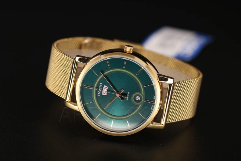 montre homme casio mtp b120mg 3avdf bracelet en acier inoxydable doré verre minéral résistante à l'eau