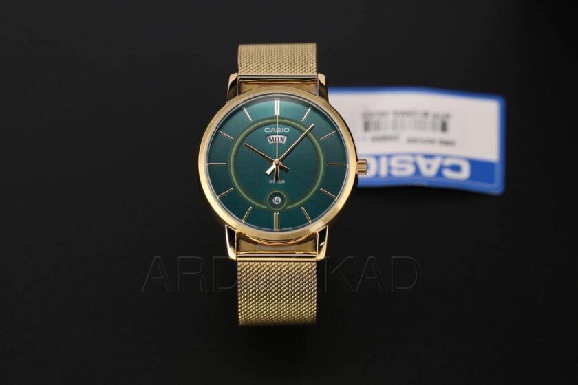 montre homme casio mtp b120mg 3avdf bracelet en acier inoxydable doré verre minéral résistante à l'eau