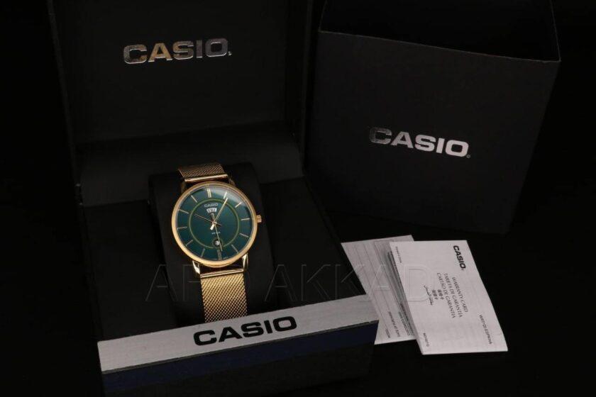 montre homme casio mtp b120mg 3avdf bracelet en acier inoxydable doré verre minéral résistante à l'eau
