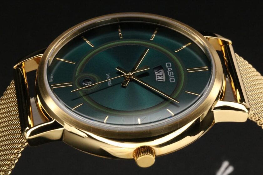 montre homme casio mtp b120mg 3avdf bracelet en acier inoxydable doré verre minéral résistante à l'eau