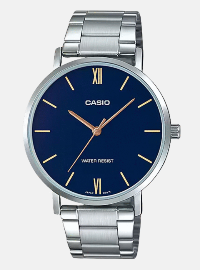 Montre homme Casio - MTP-VT01D-2BUDF - Bracelet en acier inoxydable - Affichage analogique - Résistant à l'eau