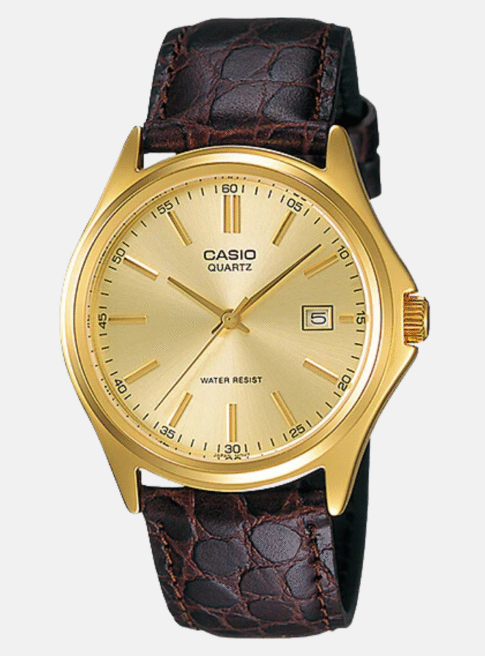 Montre Homme Casio - MTP-1183Q-9ADF - Bracelet en cuir rouge bordeaux - Verre minéral - Affichage analogique