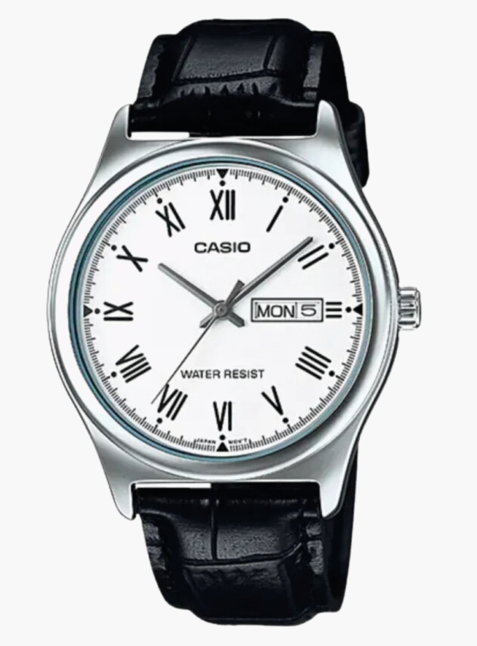 Montre Casio Homme - MTP-V006L-7BUDF - Bracelet en cuir noir - Affichage analogique - Résistant à l'eau