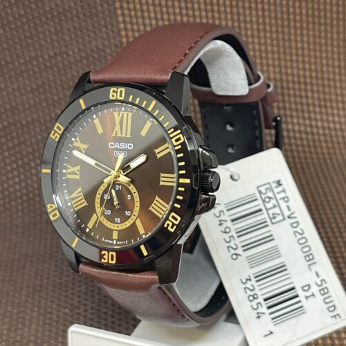 Montre Homme Casio - MTP-VD200BL-5BUDF - Bracelet en Cuir marron - Résistant à l'eau – Image 3